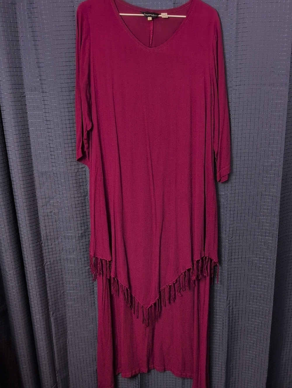 Magenta Asymmetrical Boho Fringe Dress Med-L
